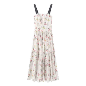 A-line Floral Print Sling Dress