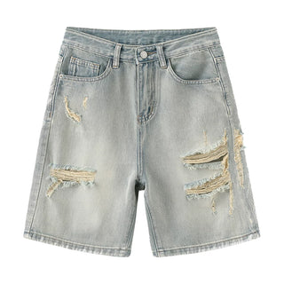 Distressed Denim Bermuda Shorts