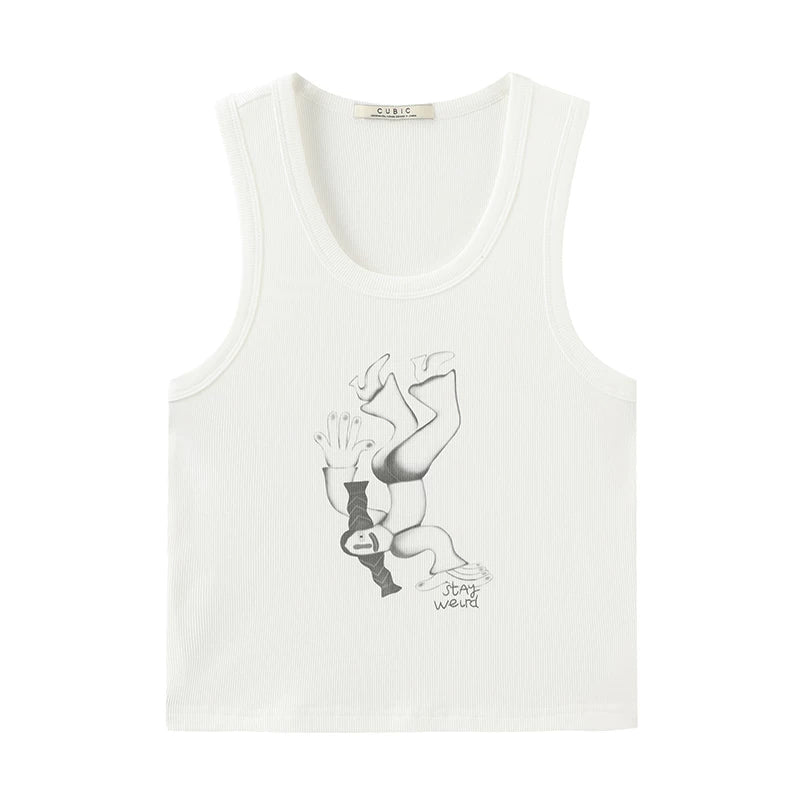 "Stay Weird" Printed Tank Top-3