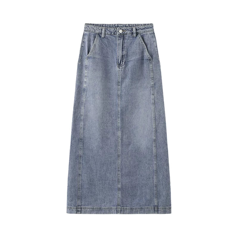 High Waisted A-line Denim Skirt
