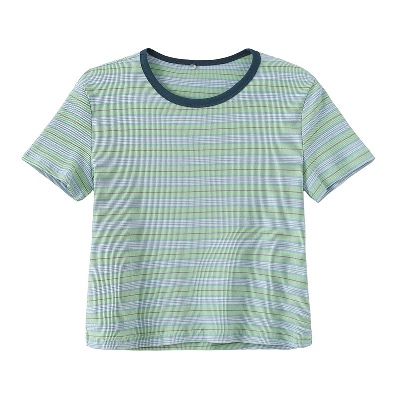 Striped Rib Knit T-Shirt