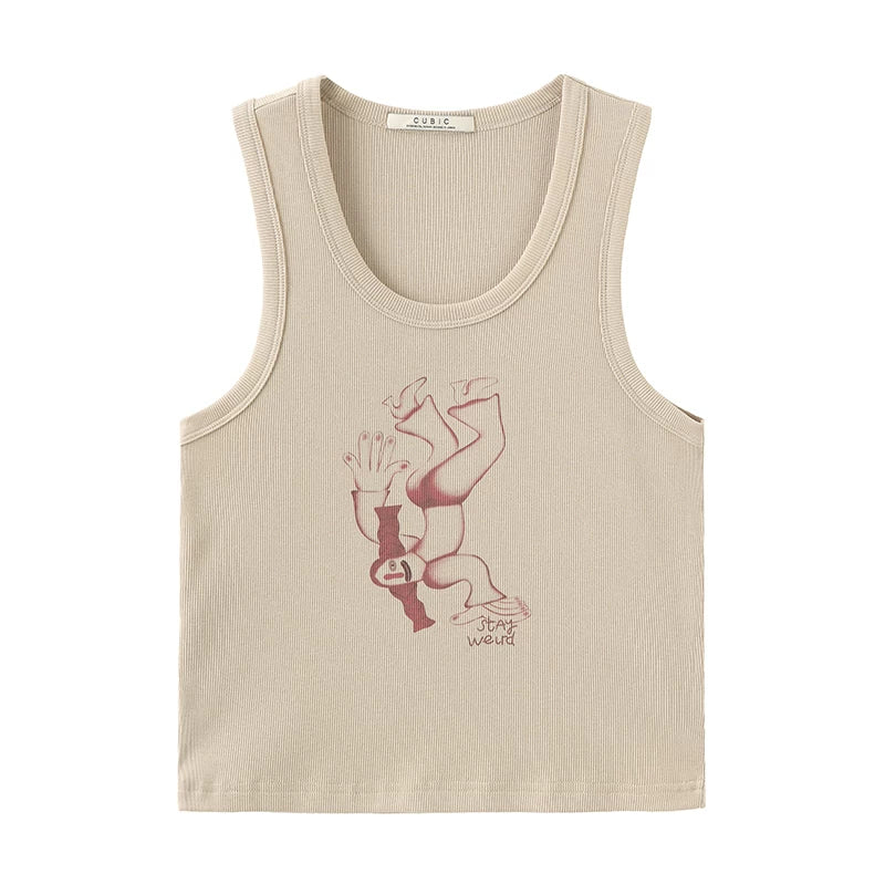 "Stay Weird" Printed Tank Top