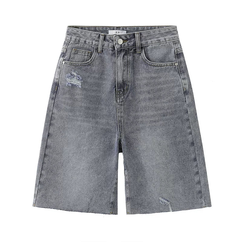Distressed Denim Bermuda Shorts-3