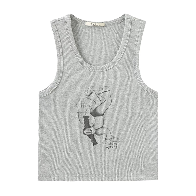 "Stay Weird" Printed Tank Top-2
