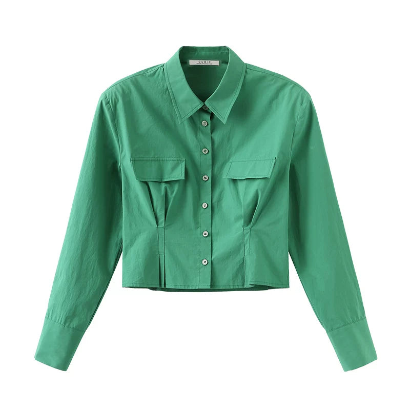 Cinched Waist Cropped Shirt