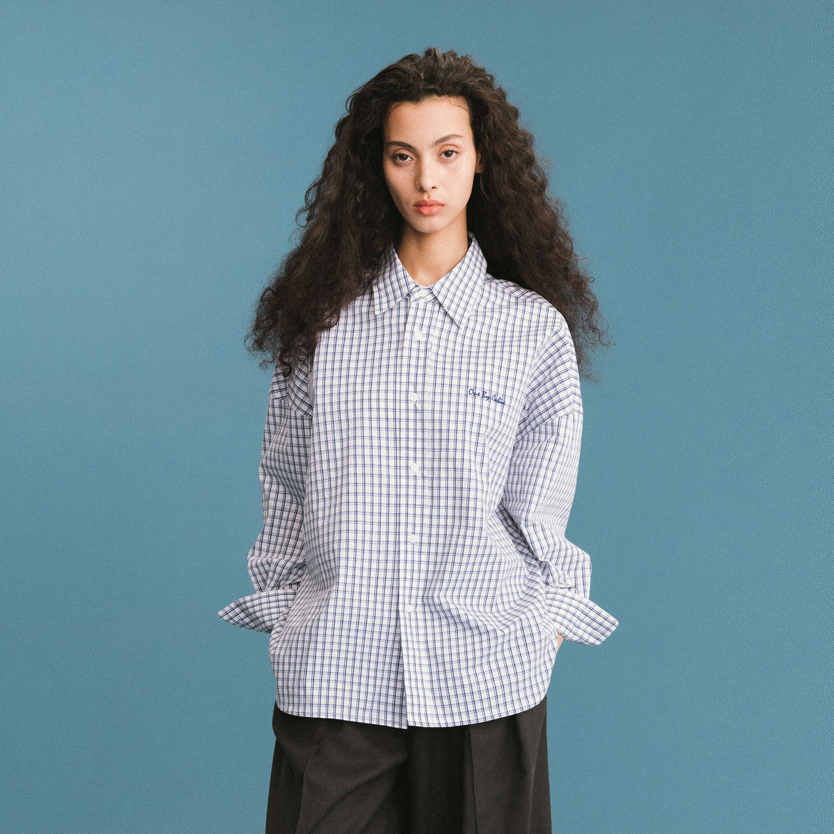 ONE BY CUBIC Checked Oversized Cotton Shirt-10