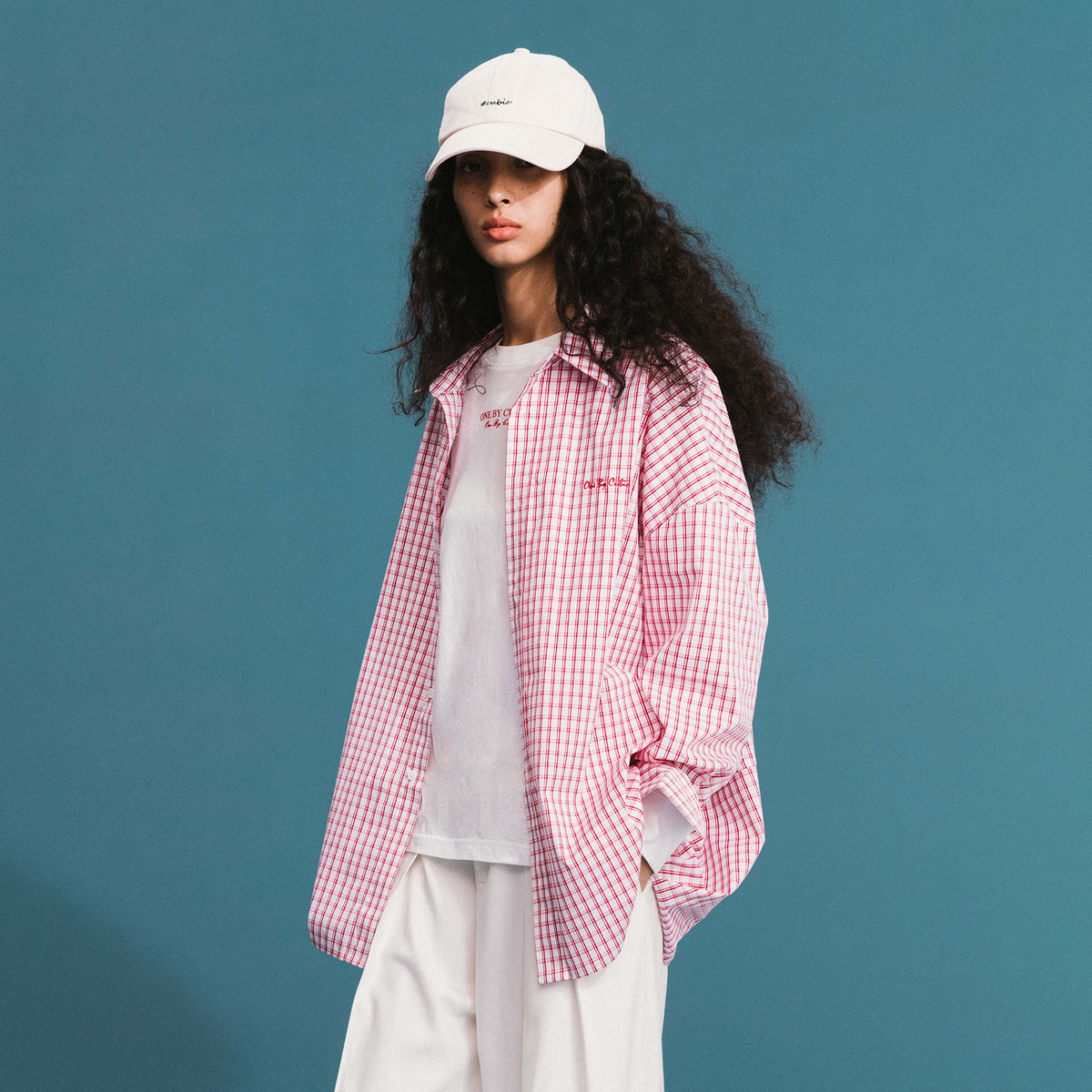ONE BY CUBIC Checked Oversized Cotton Shirt-3