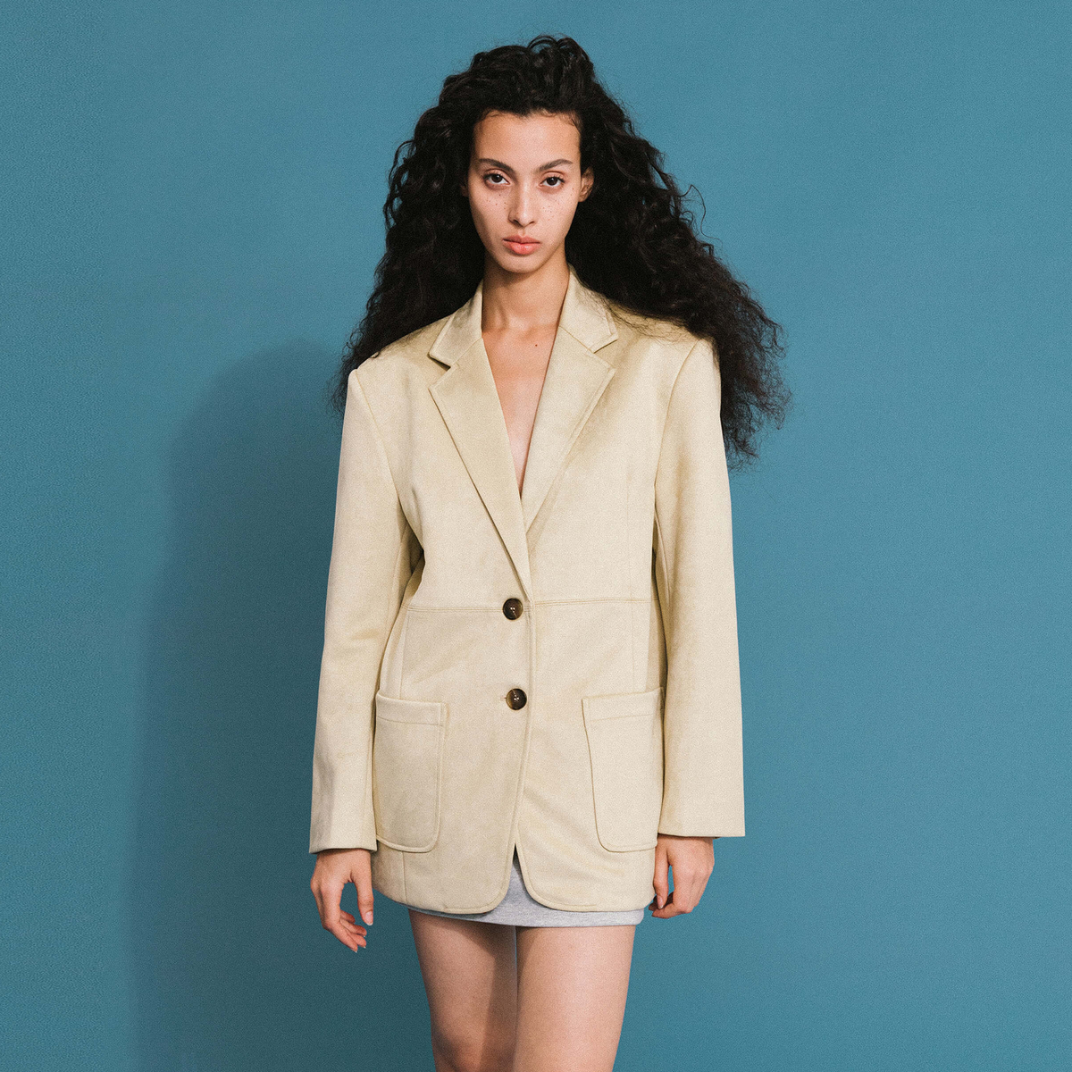 ONE BY CUBIC Silky Tailored Suede Jacket-19