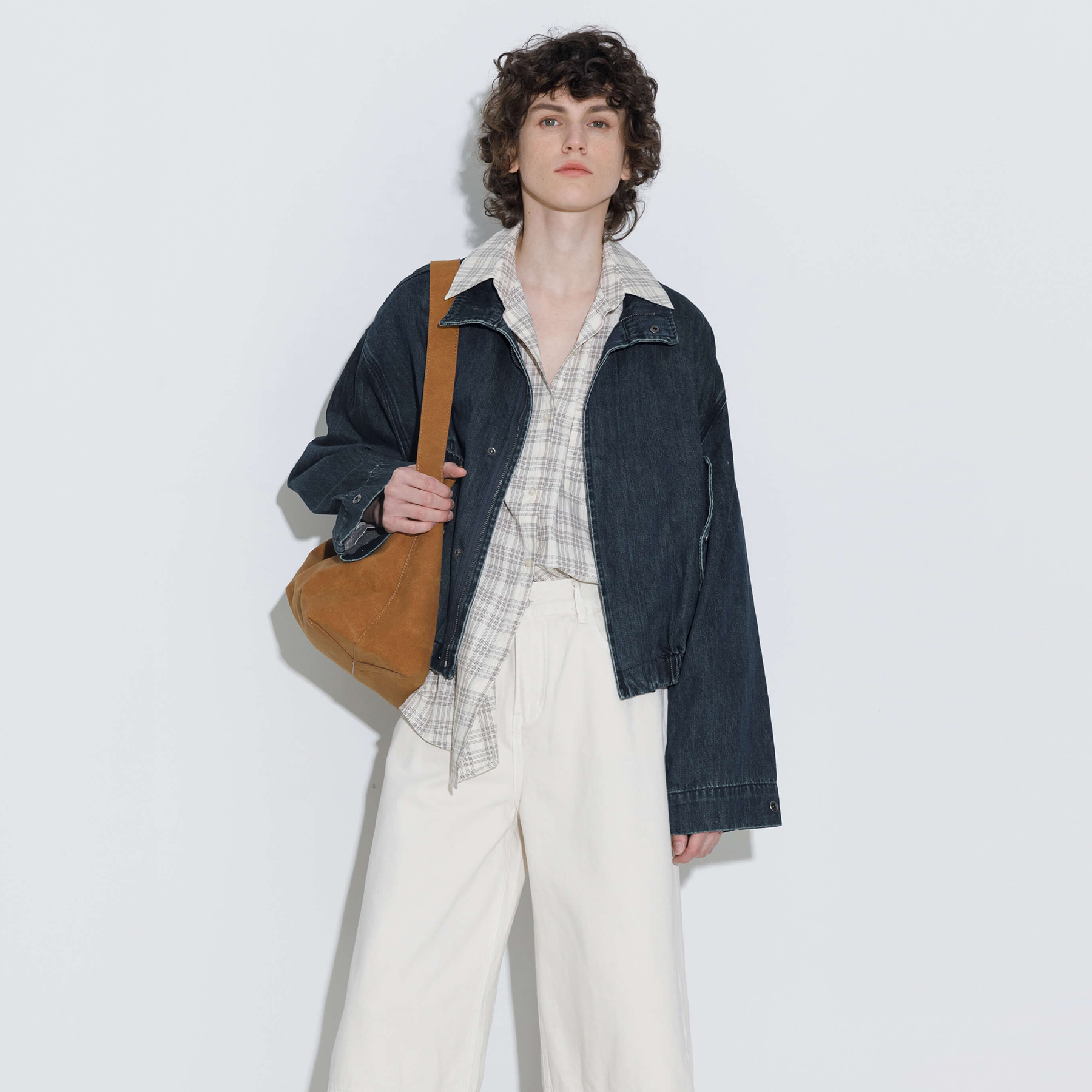 ONE BY CUBIC Funnel Neck Denim Jacket-7