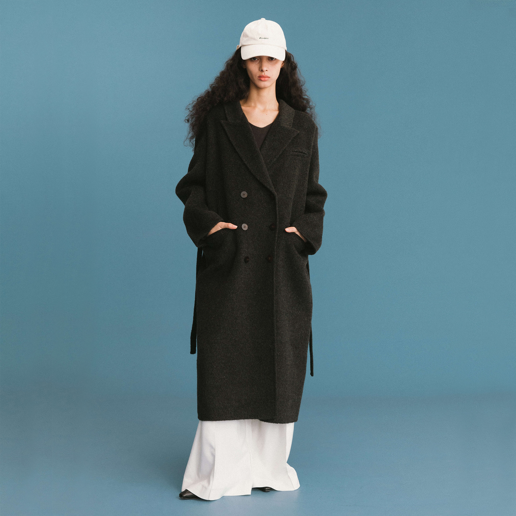 ONE BY CUBIC Straight Wool Blend Long Coat-13