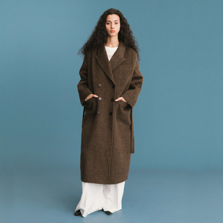 ONE BY CUBIC Straight Wool Blend Long Coat