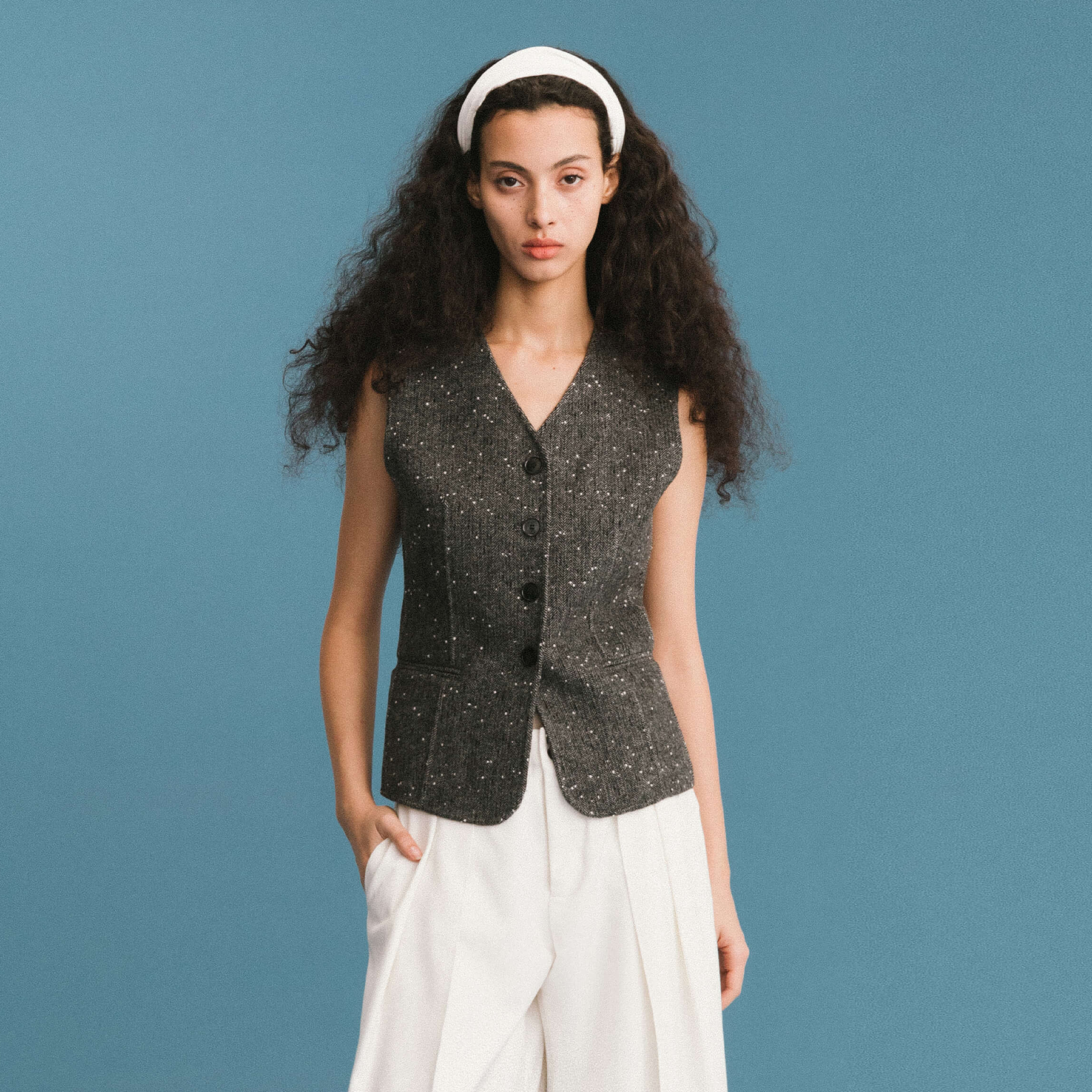 ONE BY CUBIC Double Face Tailored Wool Waistcoat-3