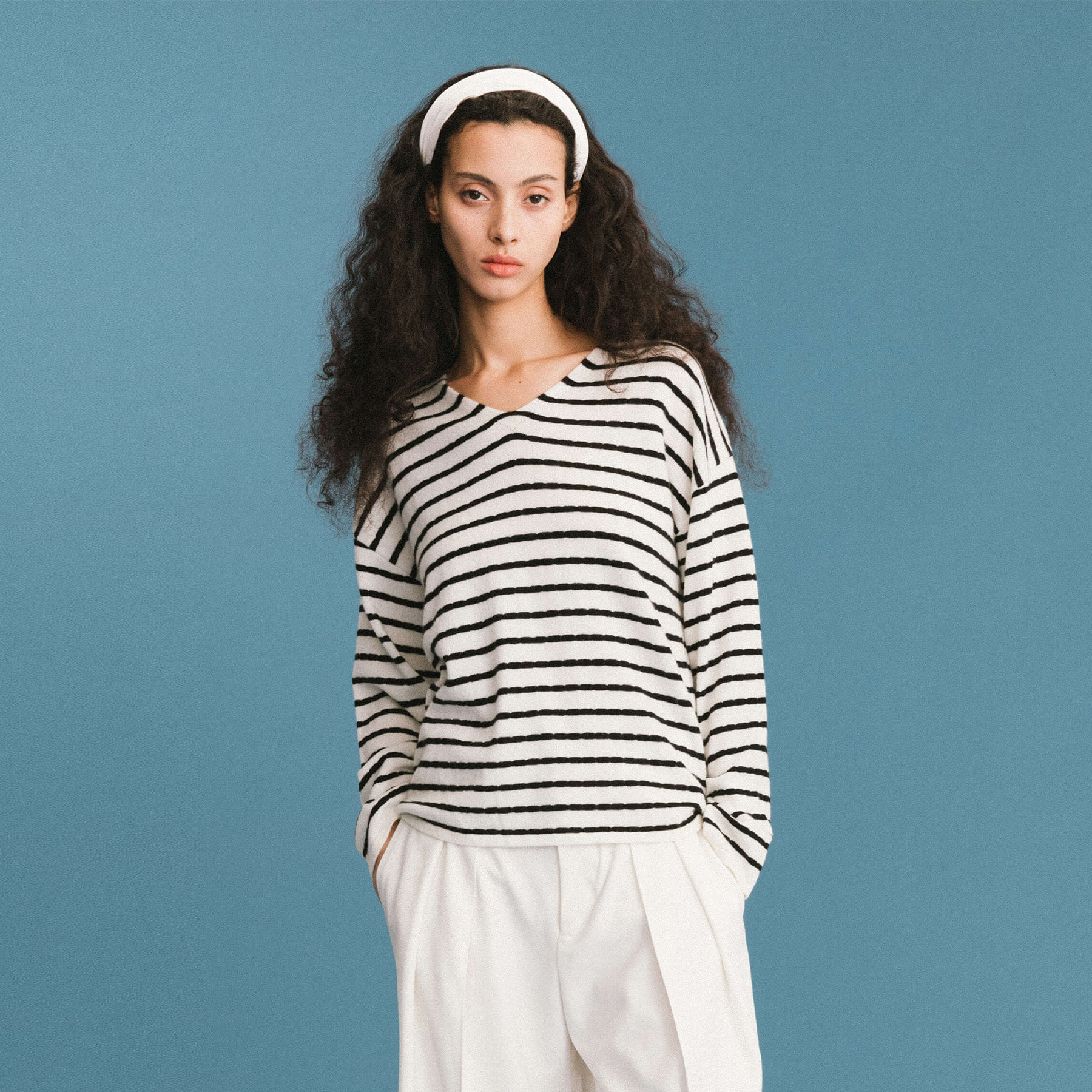 ONE BY CUBIC Striped Wool Knitted Jumper-3