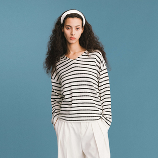 ONE BY CUBIC Striped Wool Knitted Jumper