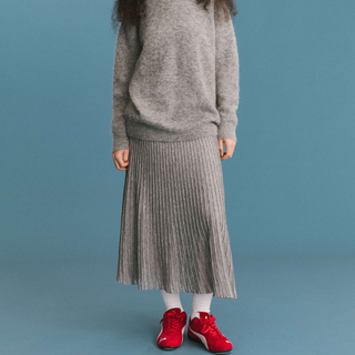 ONE BY CUBIC Lace Stitch Knitted Midi Skirt