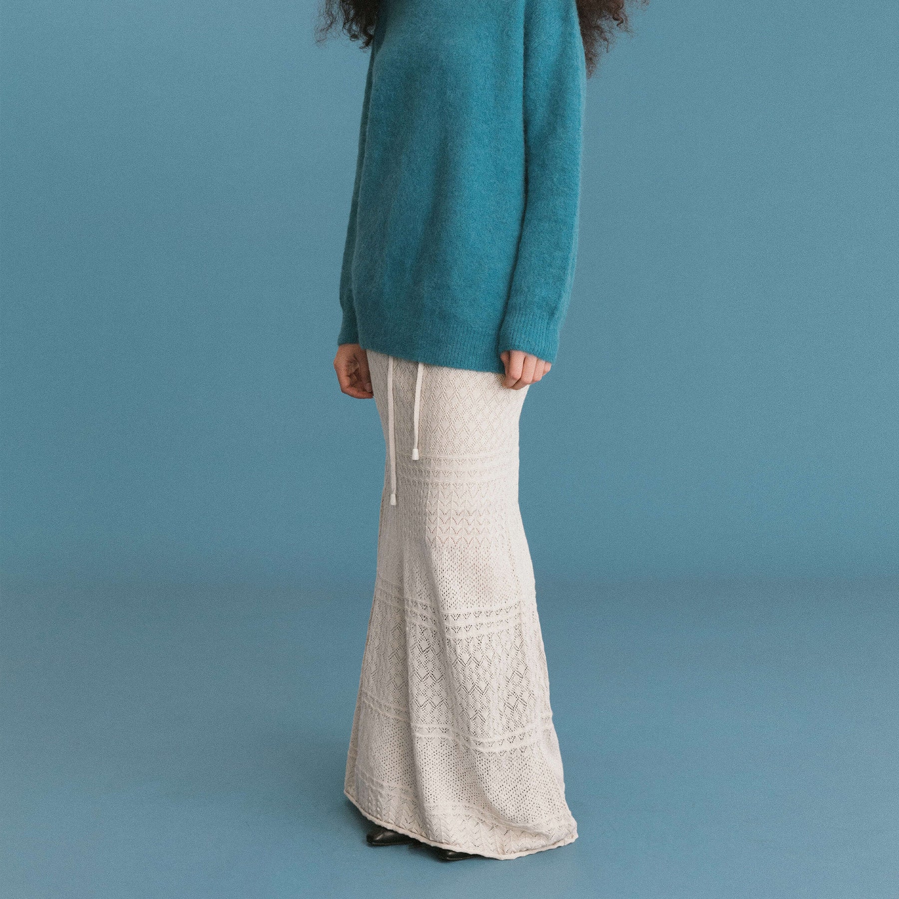 ONE BY CUBIC Knitted Wool Maxi Wrap Skirt-4