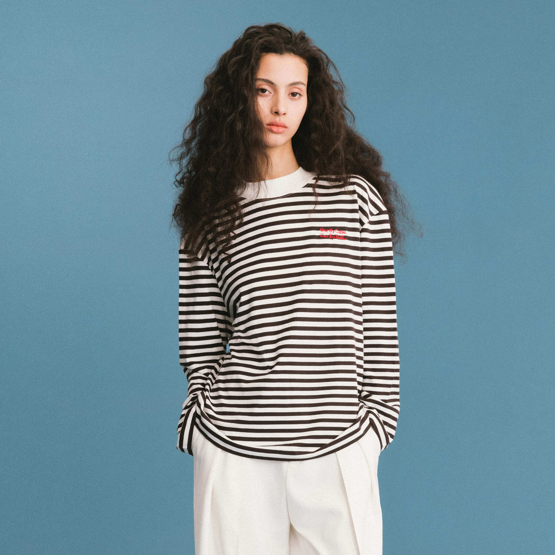 ONE BY CUBIC Stripped Mock Neck 100% Cotton Knitted Jumper-3