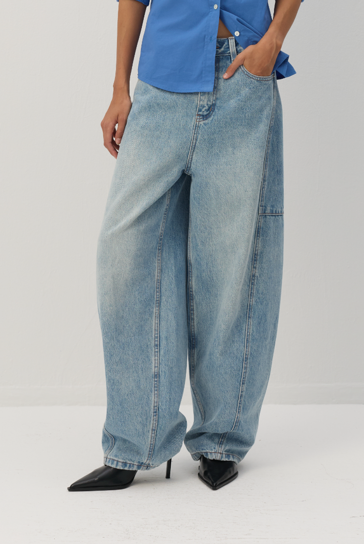 CUBIC Panelled Barrel-Leg Jeans-1