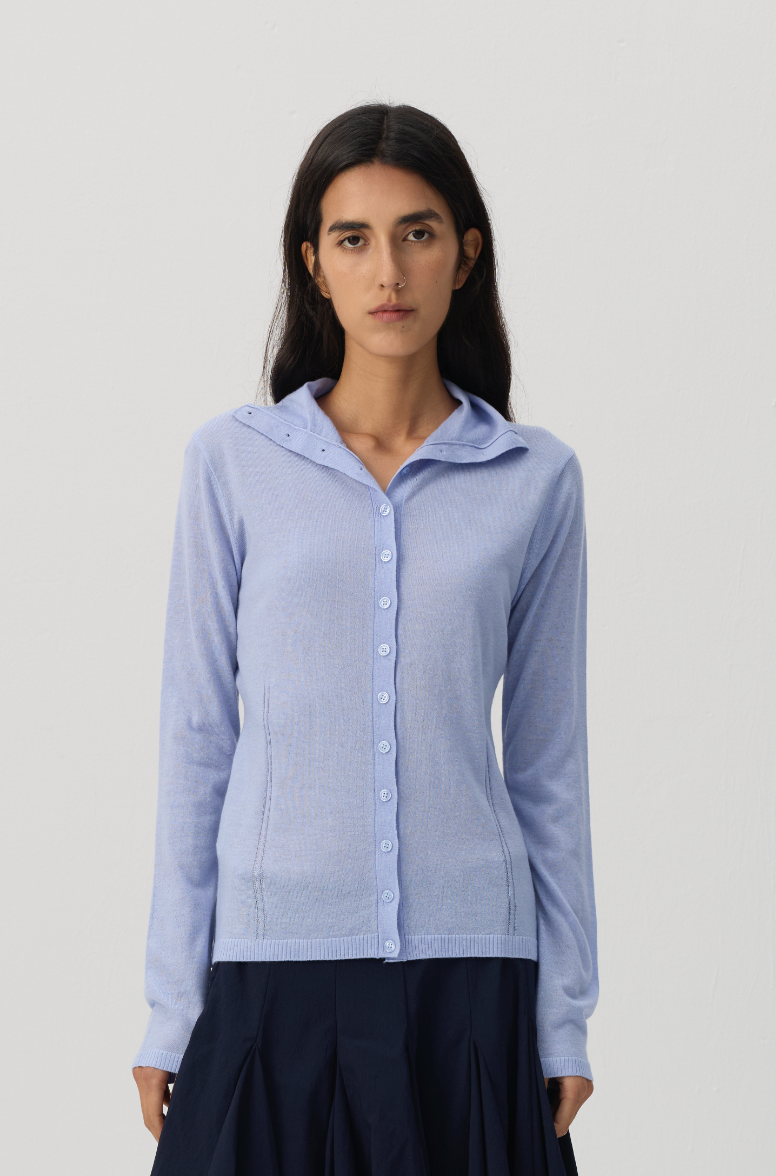 CUBIC High Neck Button Knit Cardigan-1
