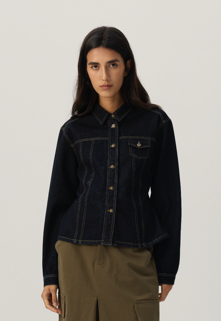 CUBIC Fitted Denim Button-Up Jacket-1