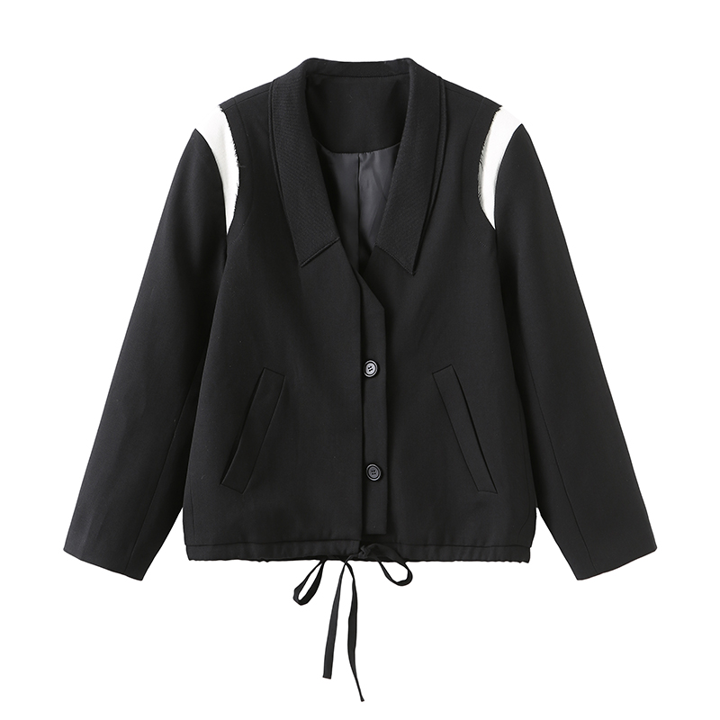 Shoulder Panel Drawstring Blazer