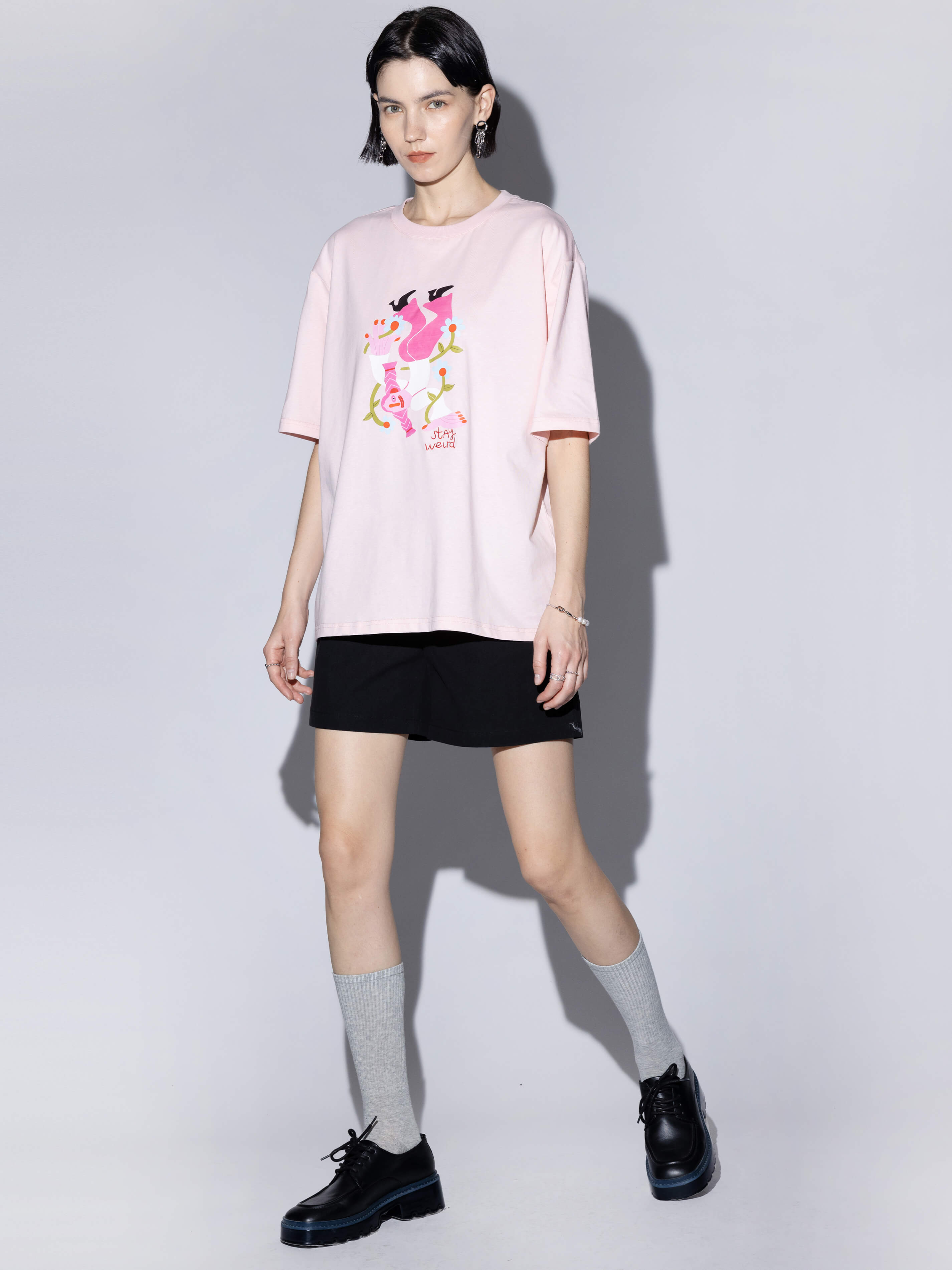 Stay Weird Oversized Printed T-Shirt-11
