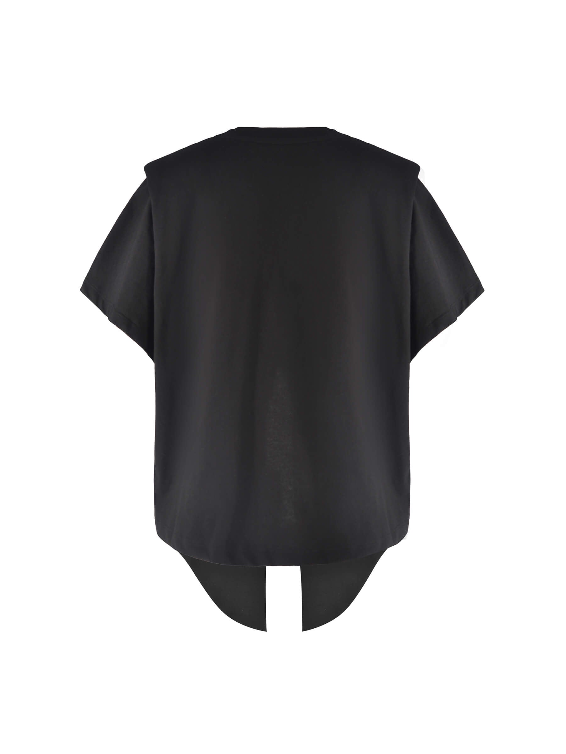 Shoulder Padded Short Sleeve Knot Cotton T-Shirt-7