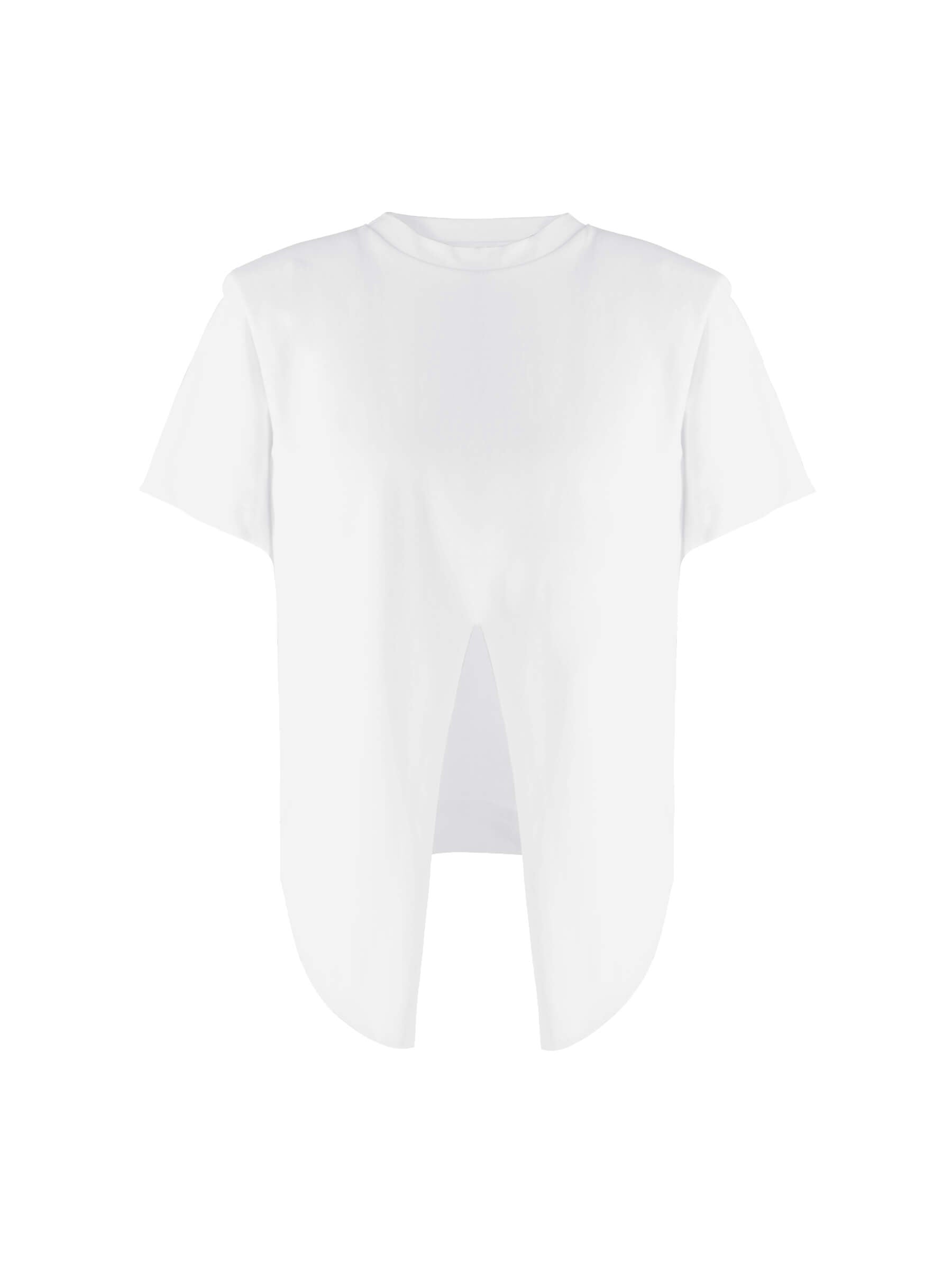 Shoulder Padded Short Sleeve Knot Cotton T-Shirt-15
