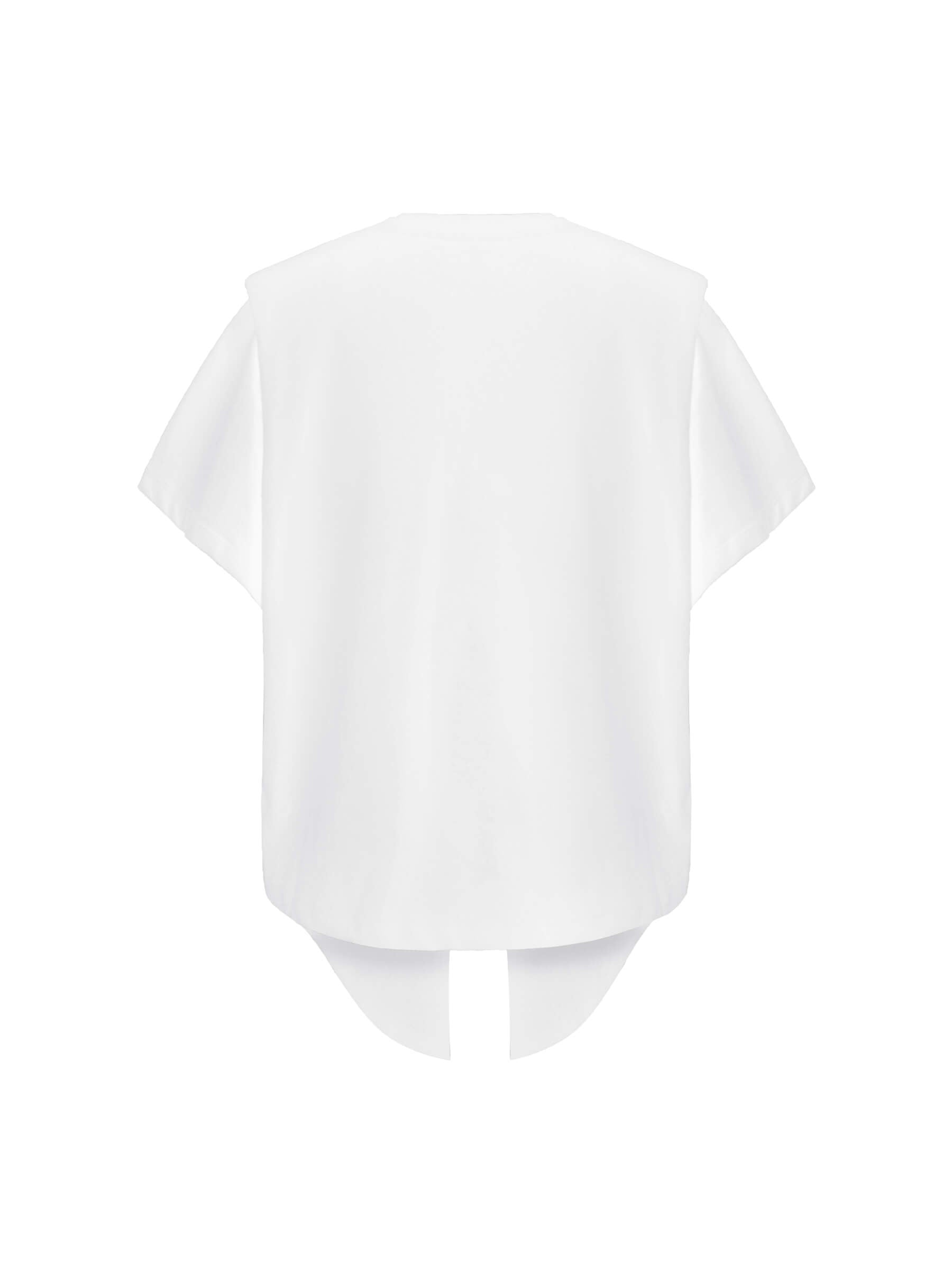 Shoulder Padded Short Sleeve Knot Cotton T-Shirt-16