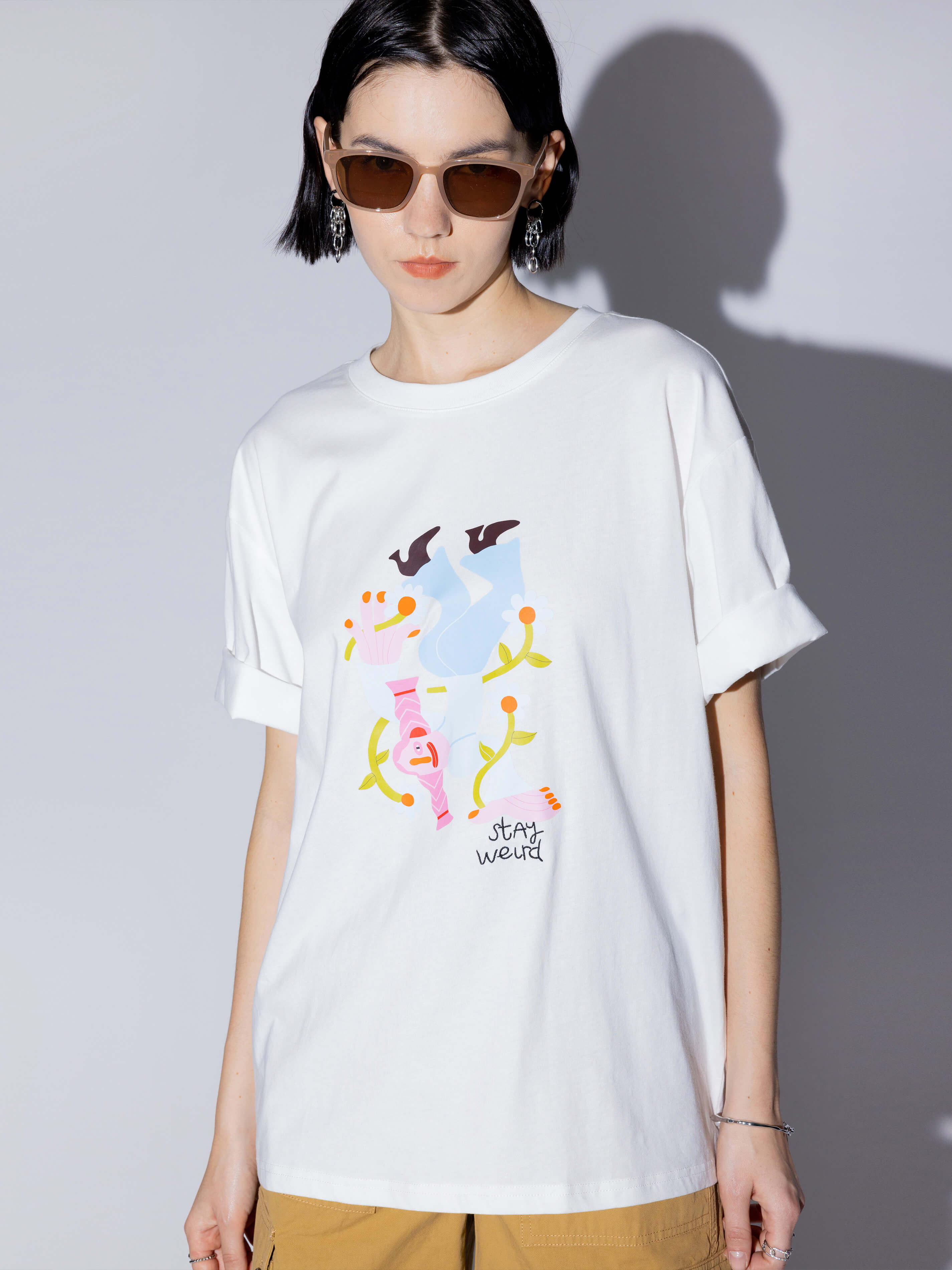 Stay Weird Oversized Printed T-Shirt-12