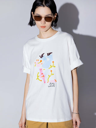 Stay Weird Oversized Printed T-Shirt