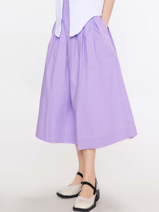High Waist Pleated Round Cotton Skirt