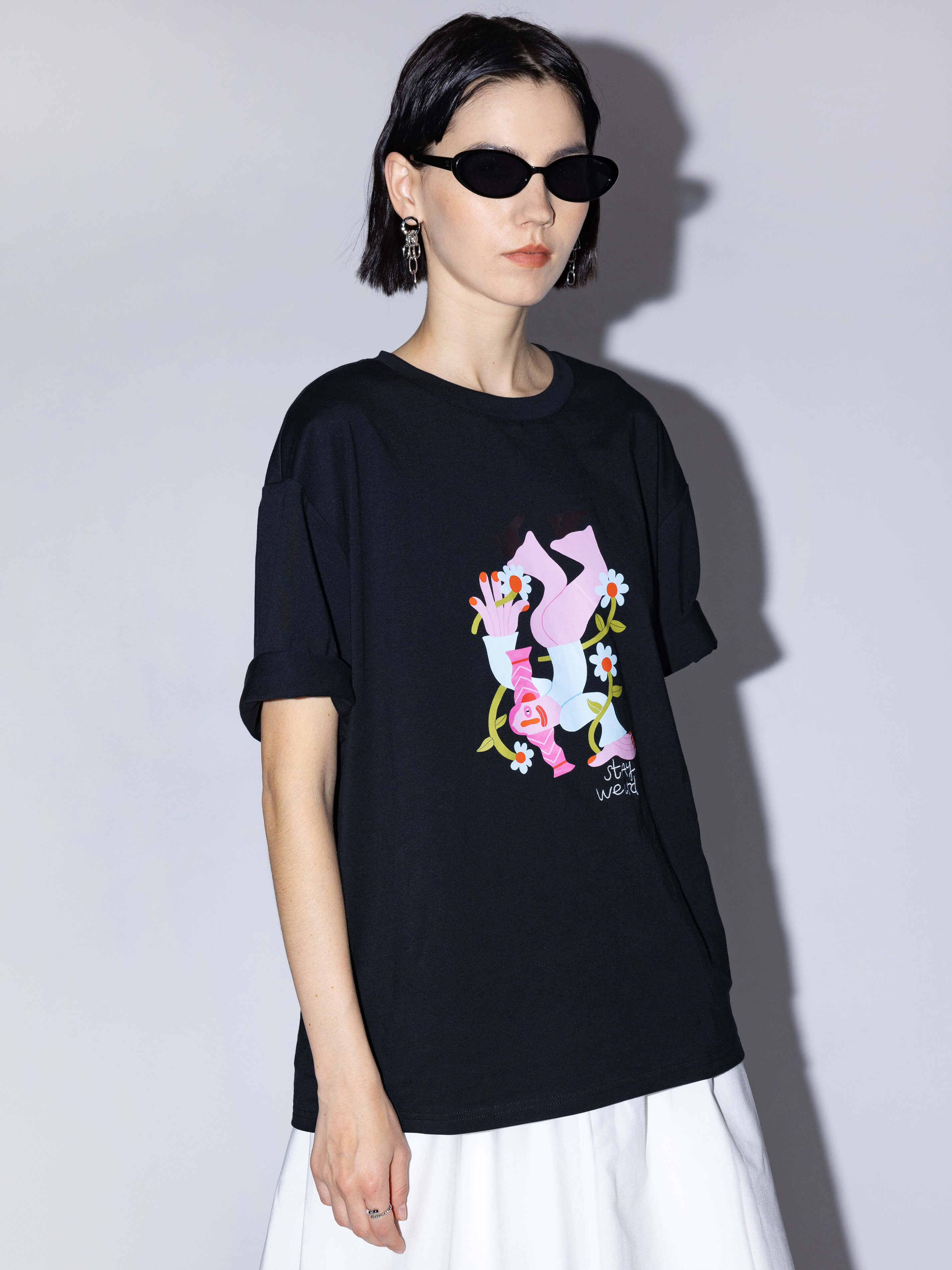 Stay Weird Oversized Printed T-Shirt-1