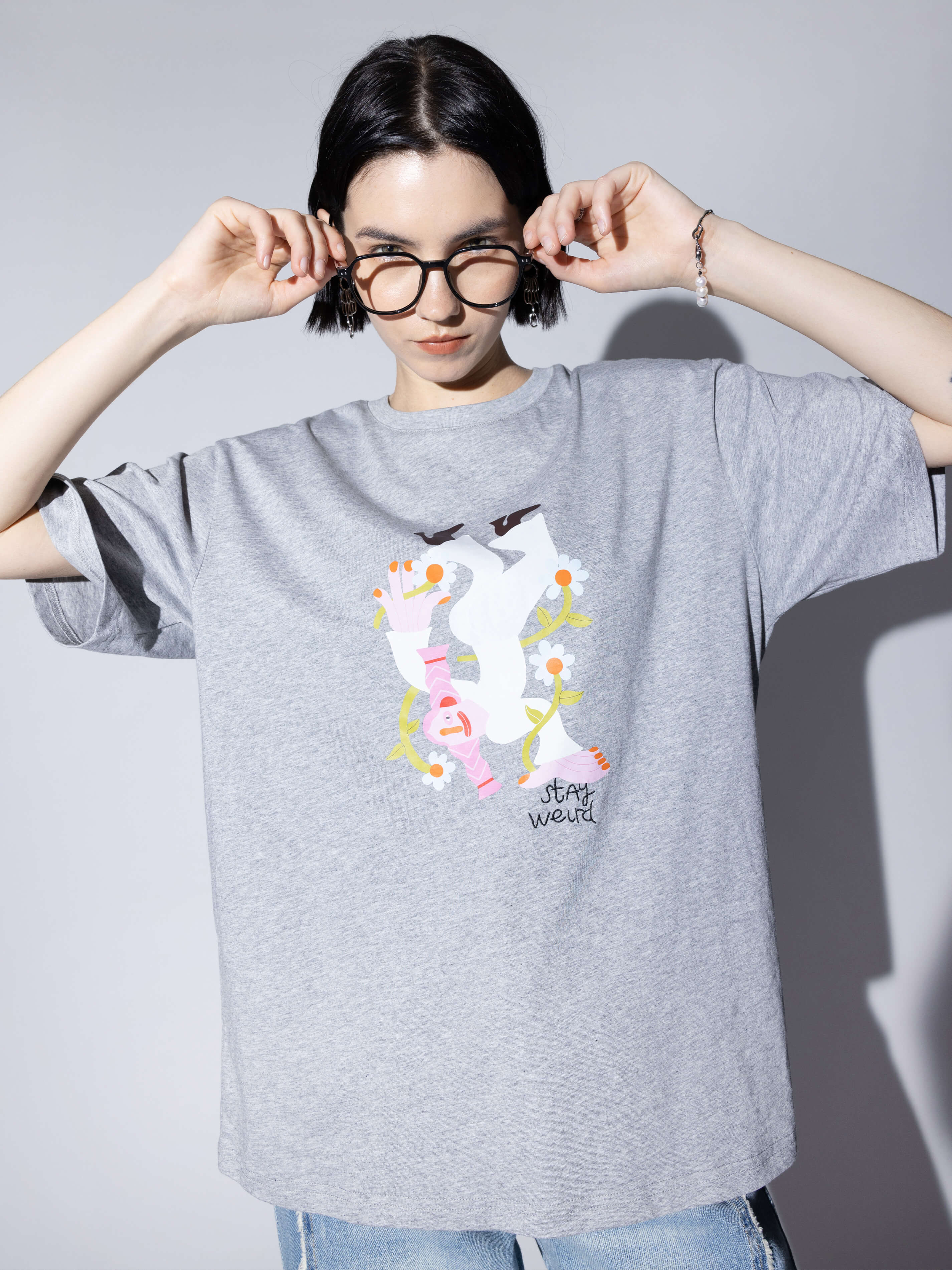 Stay Weird Oversized Printed T-Shirt-4