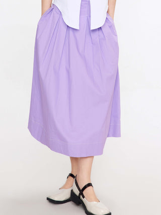 High Waist Pleated Round Cotton Skirt