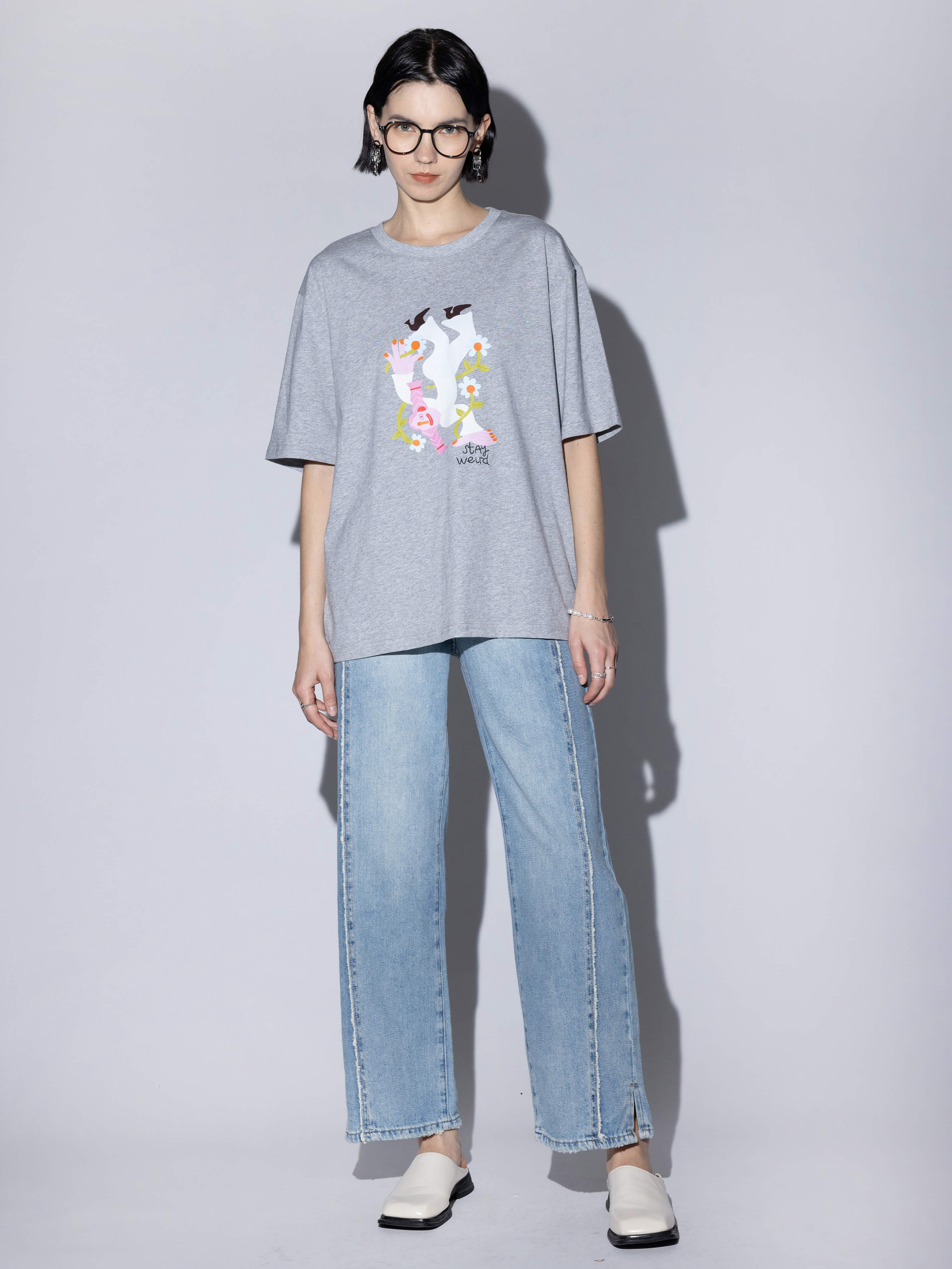 Stay Weird Oversized Printed T-Shirt-5