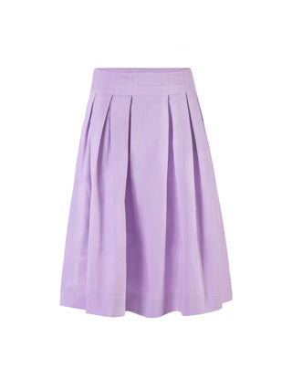 High Waist Pleated Round Cotton Skirt