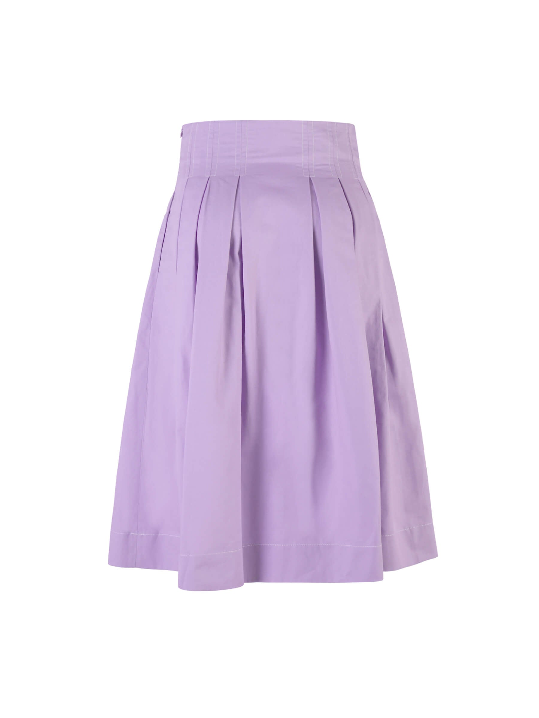 High Waist Pleated Round Cotton Skirt-8