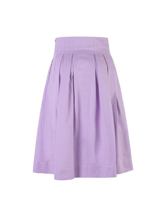 High Waist Pleated Round Cotton Skirt