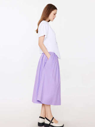 Shoulder Padded Short Sleeve Knot Cotton T-Shirt