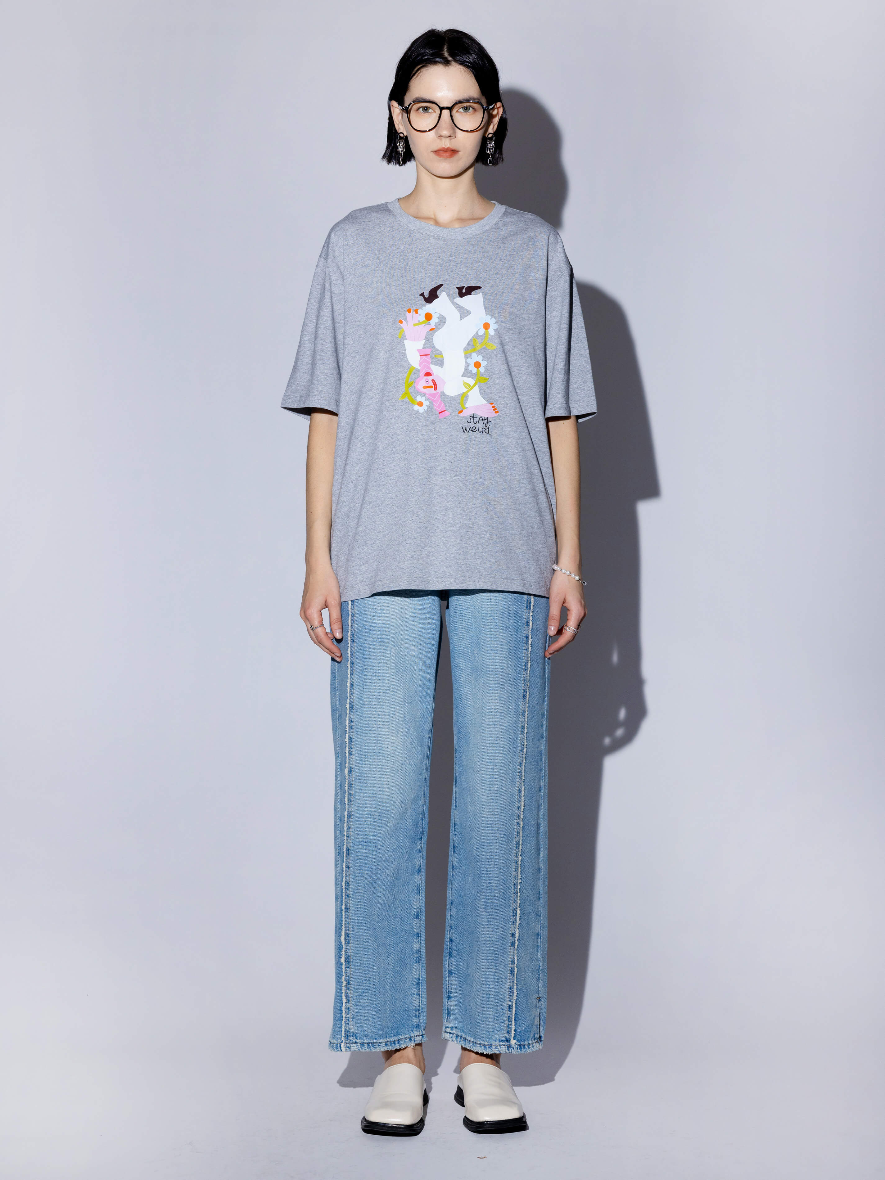 Stay Weird Oversized Printed T-Shirt-7