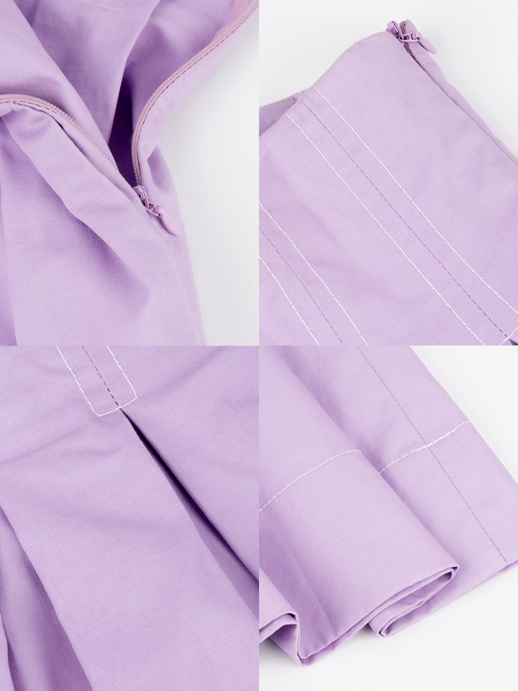 High Waist Pleated Round Cotton Skirt-9