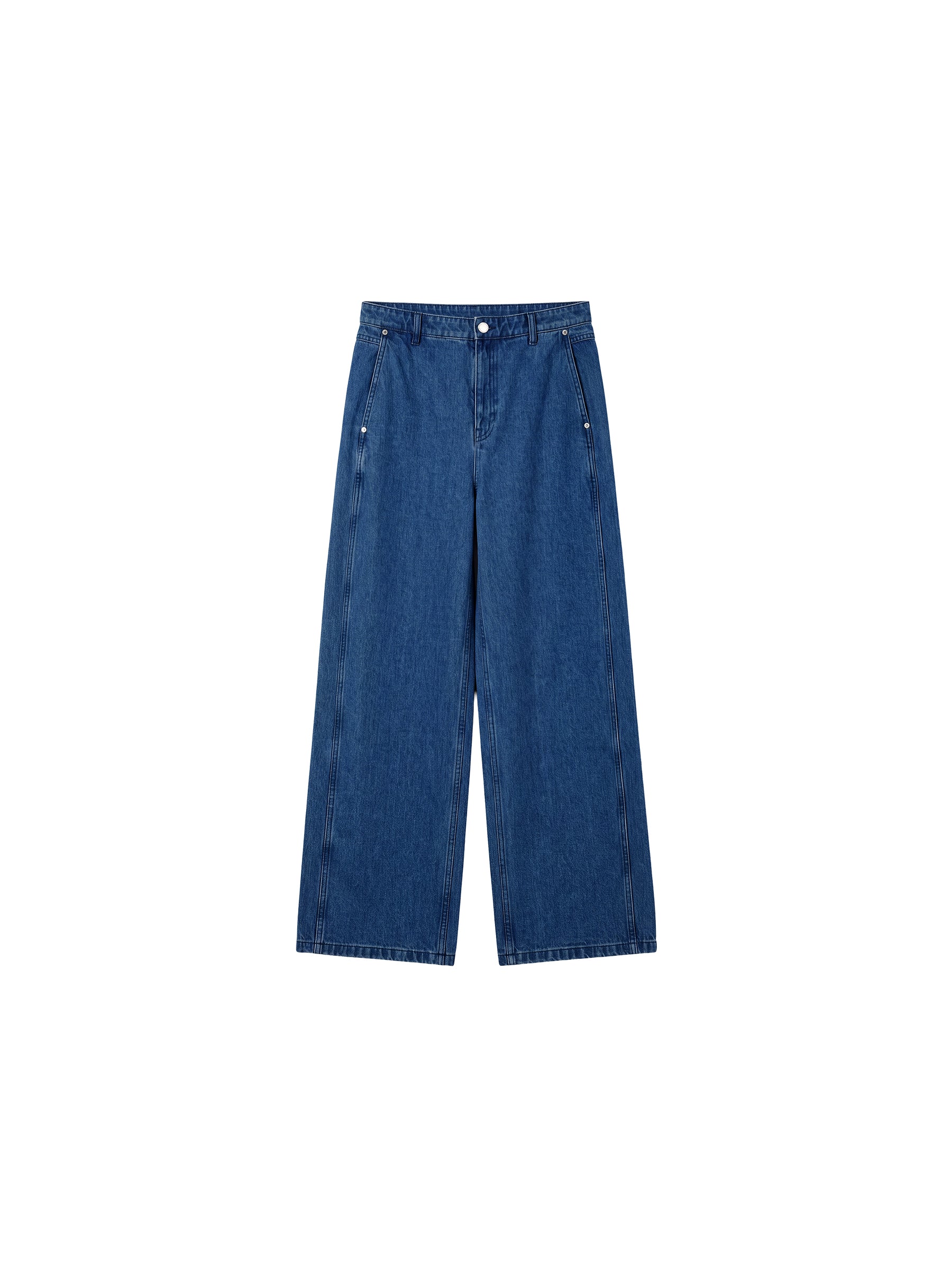 CUBIC 100% Cotton Curved Wide‑Leg Denim Jeans-7