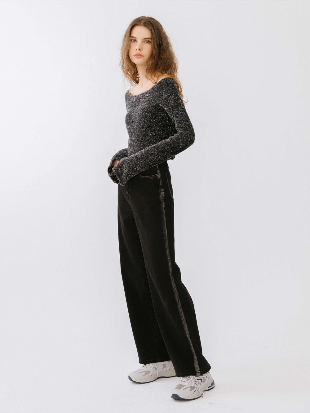 Off-Shoulder Long Sleeve Knit Crop Top-19