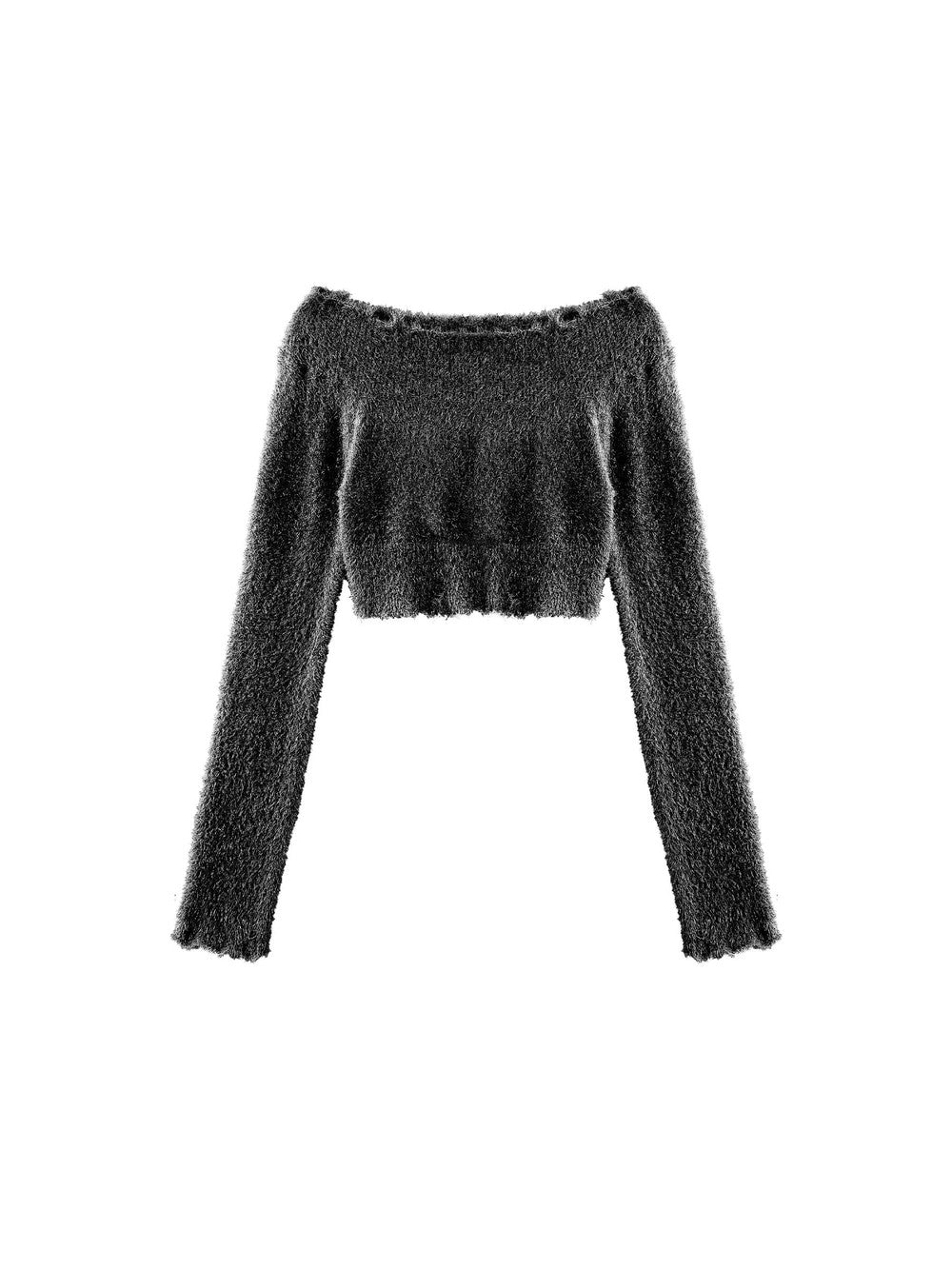 Off-Shoulder Long Sleeve Knit Crop Top-23