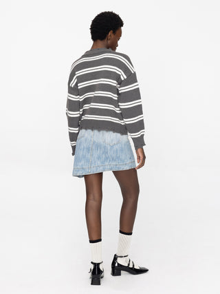 Distressed Striped Knit Sweater