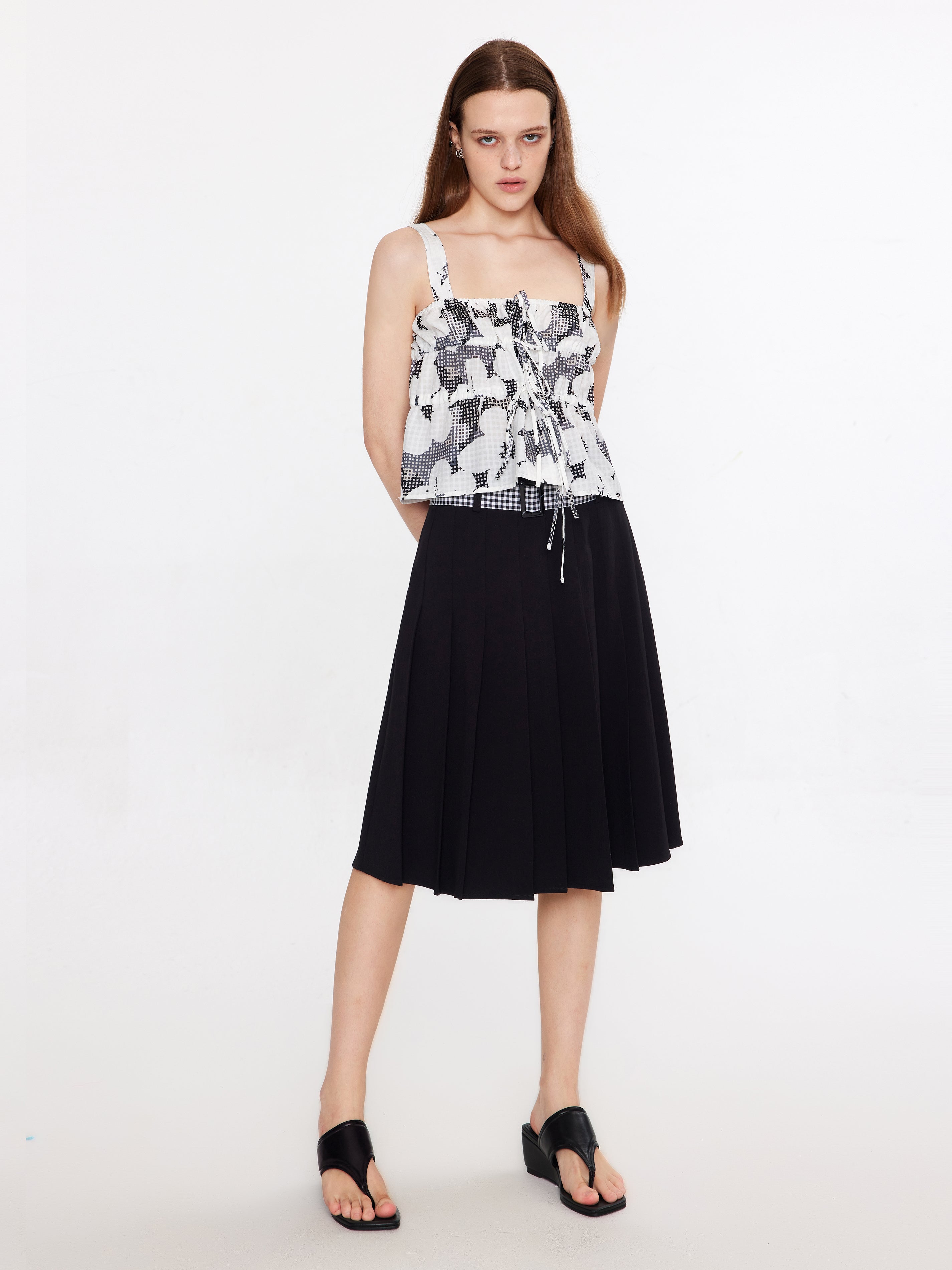 Sleeveless Tiered Floral Blouse-13