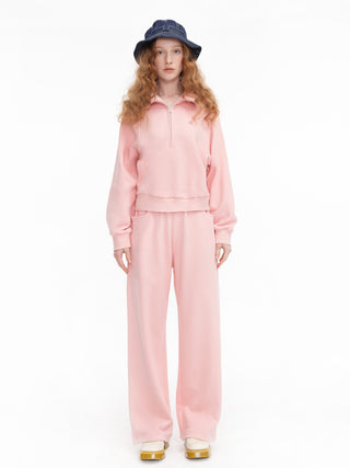 High Neck Zip Up Sweatshirt