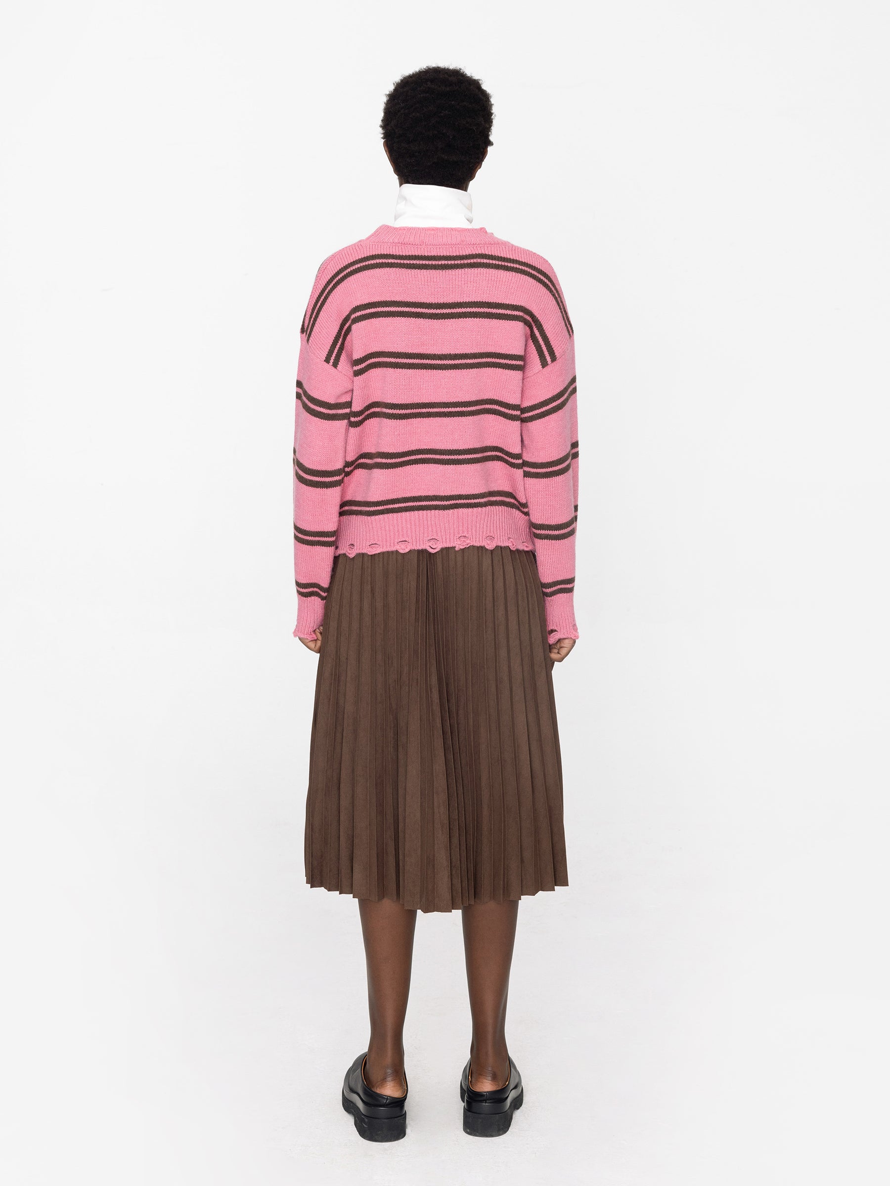 Distressed Striped Knit Sweater-15