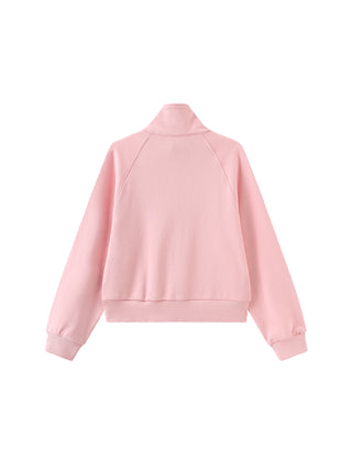 High Neck Zip Up Sweatshirt